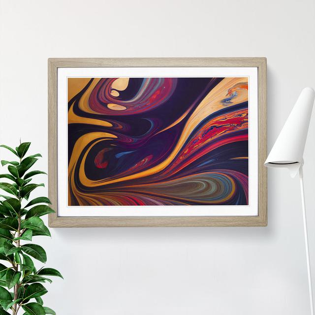 Abstract Marbling Art Vol.3 - Picture Frame Graphic Art Metro Lane Size: 46cm H x 64cm W x 2cm D, Frame Colour: Oak on Productcaster.