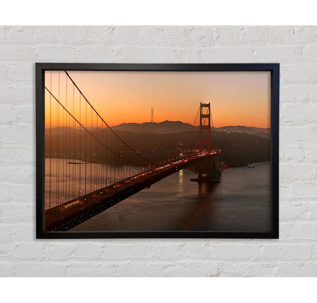 Golden Gate Bridge Sunset Glow - Single Picture Frame Art Prints on Canvas Bright Star Size: 84.1cm H x 142.2cm W on Productcaster.