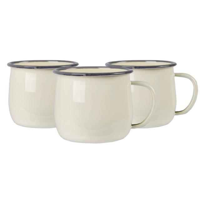 Argon Tableware - Coloured Enamel Belly Mugs - 375ml Argon Tableware Set Size: 6, Colour: Cream on Productcaster.