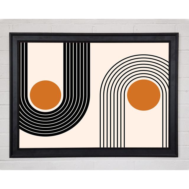 Curved Lines Round The Sun - Print Mikado Living Size: 42cm H x 59.7cm W x 1.5cm D, Format: Black Framed Paper on Productcaster.