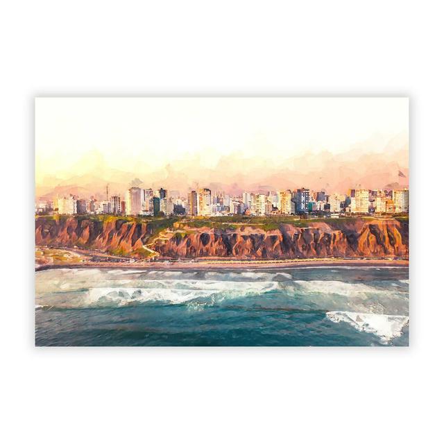 'Lima Skyline in Peru' Graphic Art on Wrapped Canvas Latitude Run Size: 21 cm H x 29.7 cm W x 0.1 cm D, Format: Paper on Productcaster.