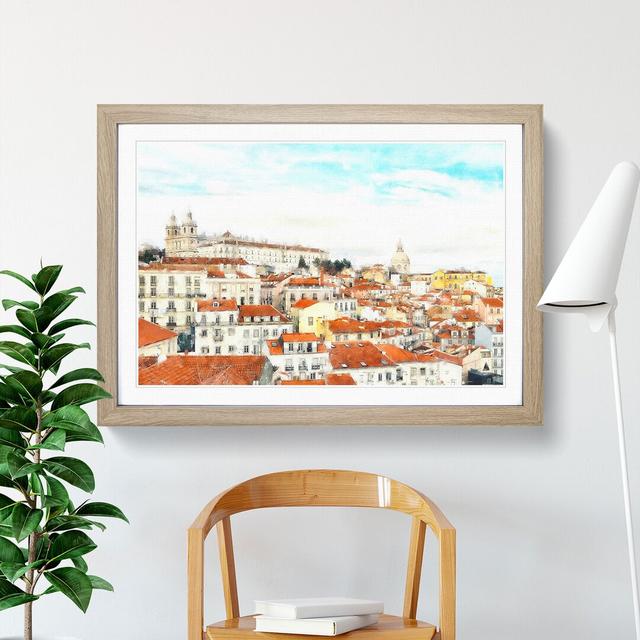 Alfalma Lisbon Portugal Skyline - Picture Frame Painting East Urban Home Size: 24cm H x 33cm W x 2cm D, Format: Oak on Productcaster.