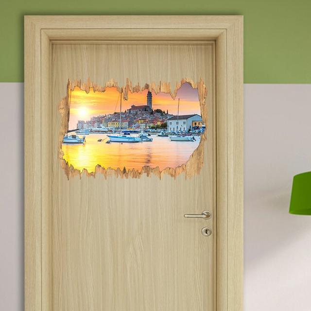 Wandtattoo Kroatische Hafenstadt bei Sonnenuntergang East Urban Home on Productcaster.