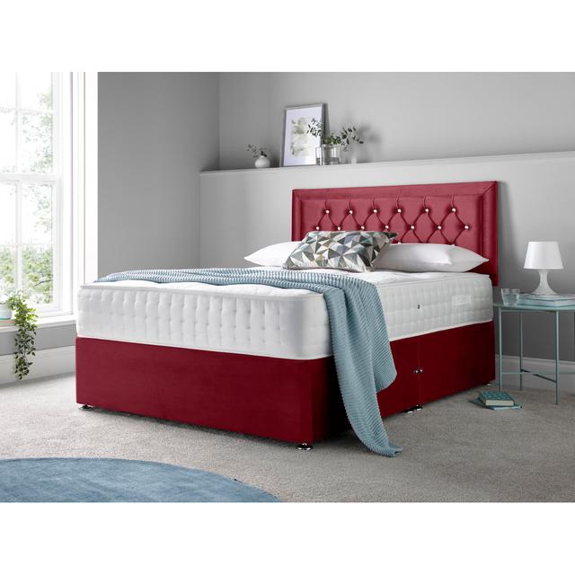 McBain Divan Bed Set Rosdorf Park Size: Small Double (4'), Colour: Maroon, Storage Type: No Drawers on Productcaster.