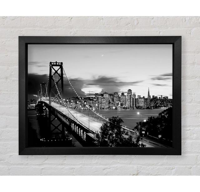 New York City From Brooklyn Bridge B N W - Single Picture Frame Art Prints Ebern Designs Size: 100cm H x 141.4cm W on Productcaster.