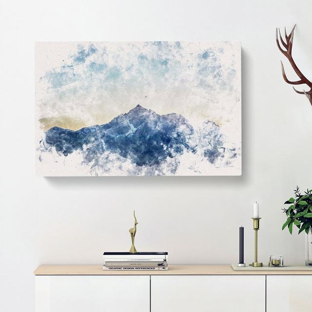 Moody Winter Mountain in Austria Watercolour - Wrapped Canvas Graphic Art Print East Urban Home Size: 35cm H x 50cm W x 3cm D on Productcaster.