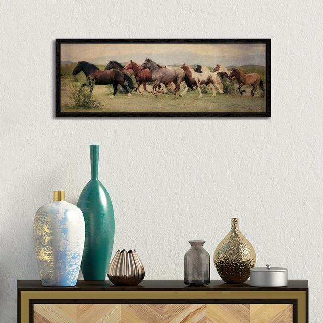 A Run Through the Desert by Rhonda Thompson - Floater Frame Panoramic Photograph on Canvas Gracie Oaks Size: 30.48cm H x 91.44cm W x 3.81cm D, Frame O on Productcaster.