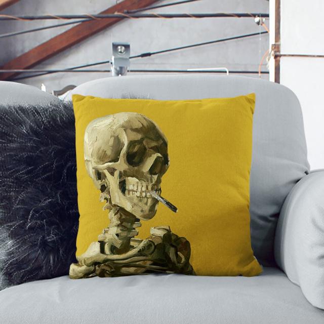 Mustard Skull of a Skeleton with Cigarette Scatter Cushion with Filling (Set of 2) East Urban Home Size: 40cm H x 40cm W x 15cm D, Backing Colour: Whi on Productcaster.