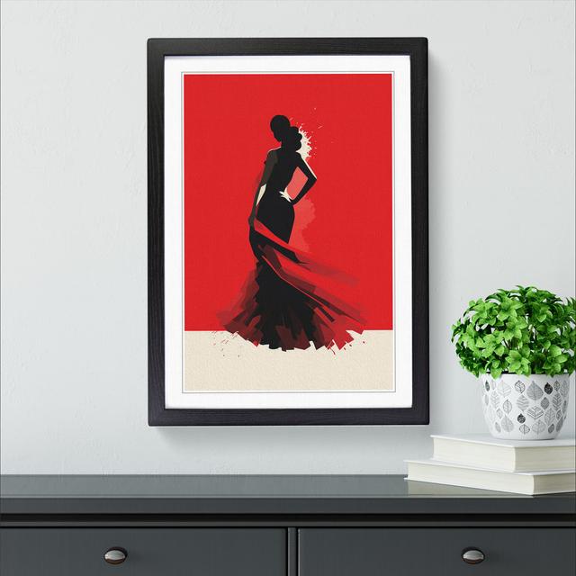 Flamenco Dancer Minimalism - Single Picture Frame Print on Wood Rosdorf Park Size: 34cm H x 25cm W x 2cm D, Frame Colour: Black on Productcaster.