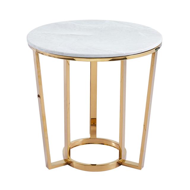 60cm Round Metal Gold End Table for Living Room Furniture, Sofa Side Table with Marble Top CIMC Home on Productcaster.