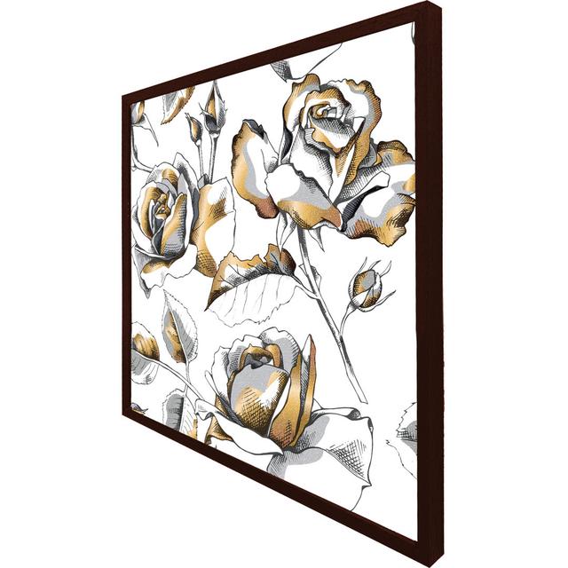 Garberville Golden Roses - Single Picture Frame Print ClassicLiving Size: 31cm H x 31cm W x 4cm D, Format: Brown Framed on Productcaster.