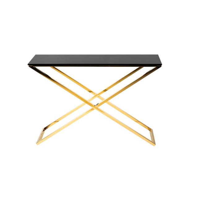 Stimpson 120Cm Console Table Canora Grey Colour (Table Top): Black, Table Base Colour: Gold on Productcaster.