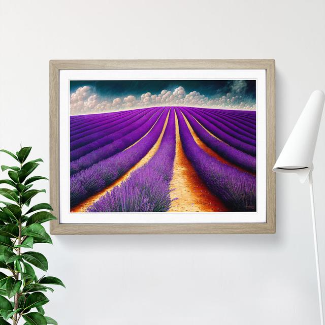 Thrilling Lavender Flower Field - Picture Frame Painting Lily Manor Size: 34cm H x 46cm W x 2cm D, Frame Colour: Oak Framed on Productcaster.