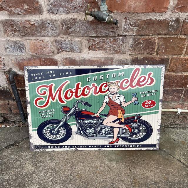 Kadynce Motorcycle Motorbike Garage - Metal Retro Wall Sign East Urban Home on Productcaster.