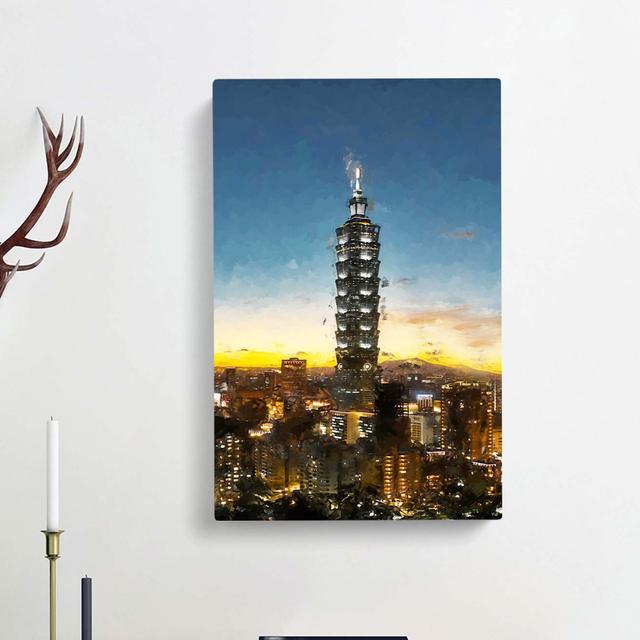 Taipei City In Taiwan Abstract - Wrapped Canvas Print East Urban Home Size: 91cm H x 60cm W x 3cm D on Productcaster.