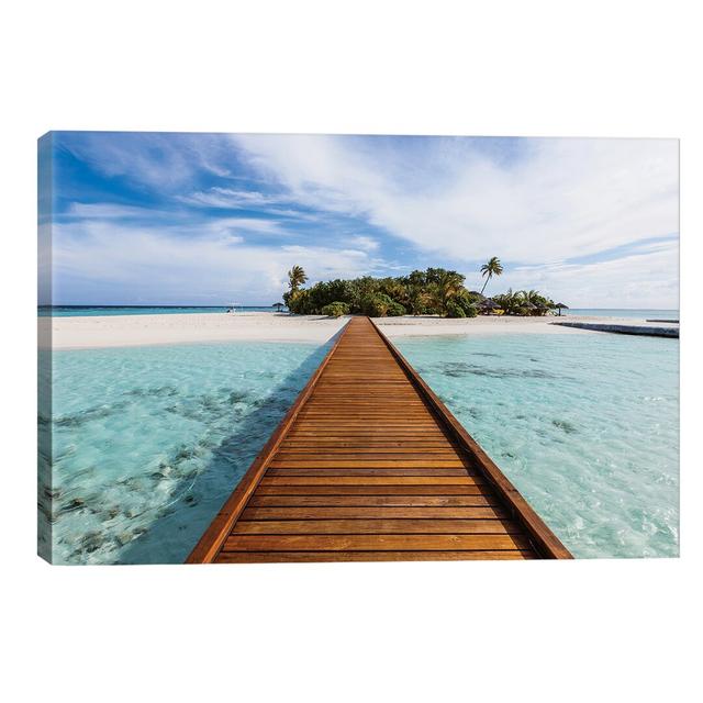 Wooden Jetty to a Tropical Island, Maldives by Matteo Colombo - Wrapped Canvas Photograph Print House of Hampton Size: 66.04cm H x 101.6cm W x 1.91cm on Productcaster.