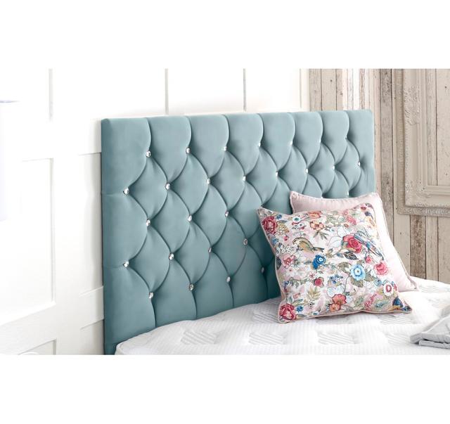 West Upholstered Headboard Mercer41 Colour: Sky, Size: Small Single (2'6) on Productcaster.