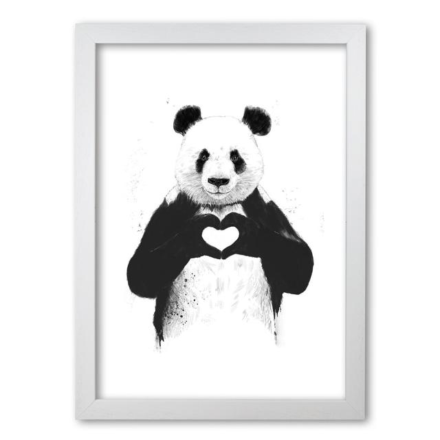 All You Need Is Love Panda by Mercedes Lopes Charro - Print East Urban Home Frame Options: White Grain, Size: 84 cm H x 59.4 cm W x 5 cm D on Productcaster.