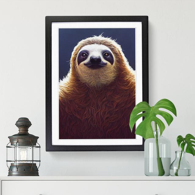 Sloth - Single Picture Frame Painting World Menagerie Frame Option: Oak, Size: 46cm H x 34cm W x 2cm D on Productcaster.