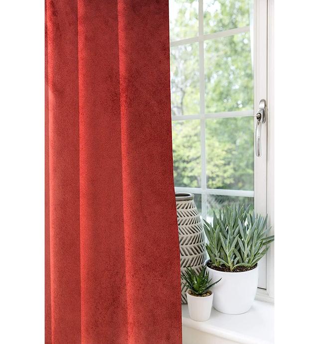 Symple Stuff Matt Velvet Curtains 2 Panels | Spice Orange Red Luxury Soft Made To Order Curtains & Drapes | Cotton Eyelet Blackout Lined Width 228Cm ( on Productcaster.