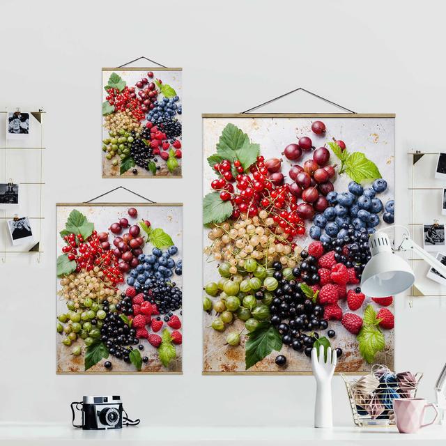 Mixture of Berries on Metal - Graphic Art Print on Fabric Ebern Designs Size: 106.5cm H x 80cm W x 0.3cm D on Productcaster.