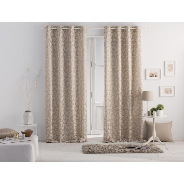 Marla Eyelet Single Curtain Ebern Designs Colour: Gold, Panel Size: Width 200 x Drop 260cm on Productcaster.