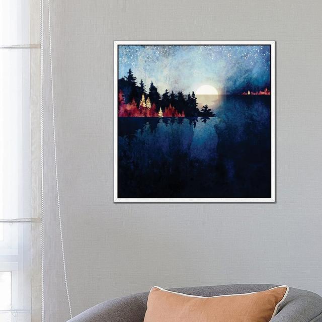 Autumn Moon Reflection - Print on Canvas Alpen Home Size: 66.04cm H x 66.04cm W x 3.81cm D, Format: White Framed on Productcaster.