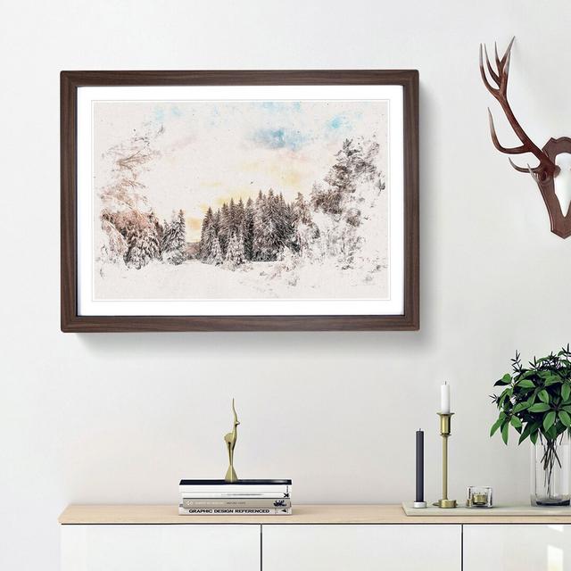 Winter White Forest in Sweden - Picture Frame Graphic Art Print East Urban Home Size: 35cm H x 50cm W x 2cm D, Frame Option: Walnut on Productcaster.