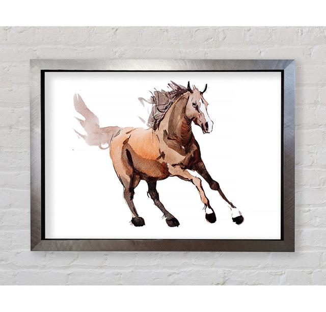 Running Horse - Single Picture Frame Print Gracie Oaks Size: 42cm H x 60cm W x 1.5cm D, Format: Natural Framed Paper on Productcaster.