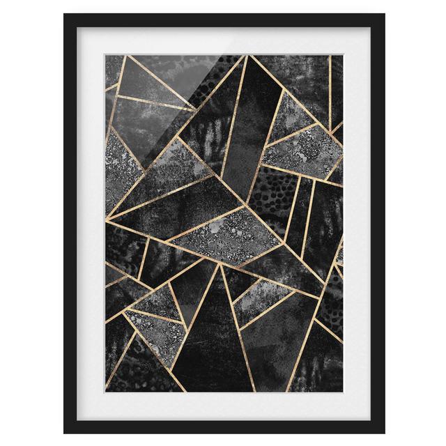 Grey Triangles Gold - Picture Frame Graphic Art Canora Grey Size: 40cm H x 30cm W x 2cm D, Frame Option: Black Framed on Productcaster.