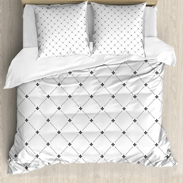 Emilee Black/White 100% Brushed Microfibre Duvet Cover Set East Urban Home Size: 155 x 220 cm - 2 Pillowcases (80 x 80 cm) on Productcaster.