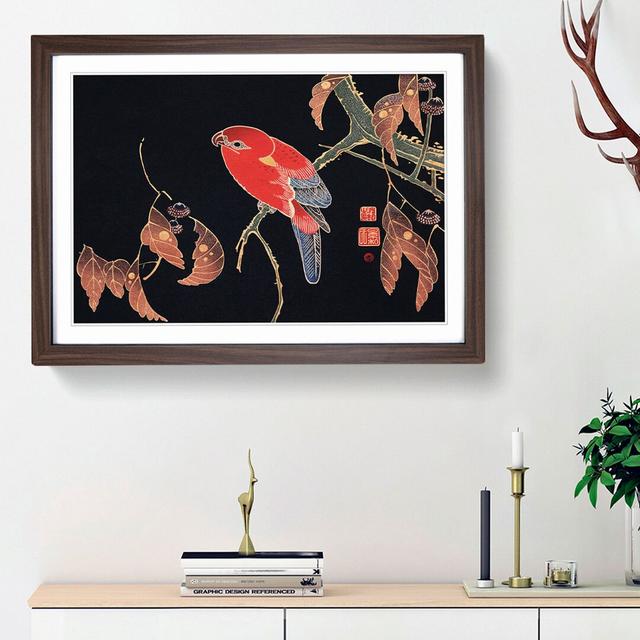 Red Parrot by Ito Jakuchu - Picture Frame Painting Print East Urban Home Frame Option: Walnut Framed, Size: 27cm H x 36cm W x 2cm D on Productcaster.