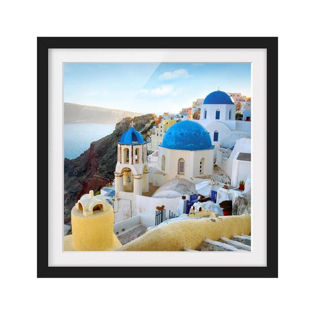 Santorini - Picture Frame Photograph Print on Paper East Urban Home Frame Options: Matt black, Size: 70cm H x 70cm W on Productcaster.