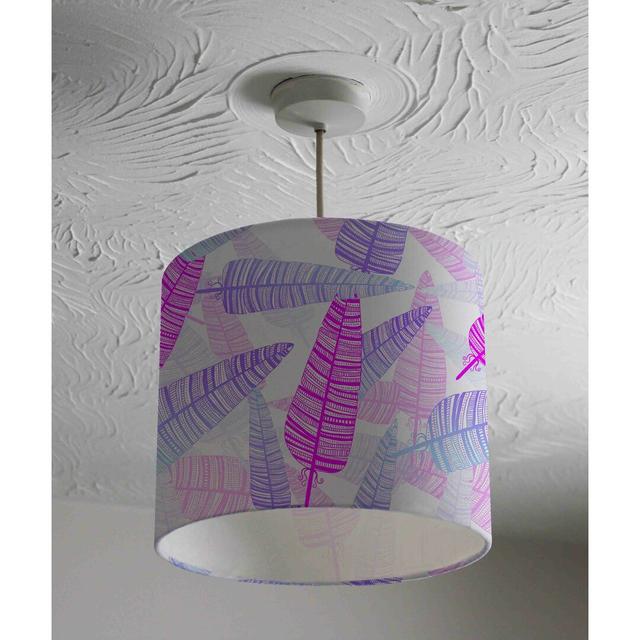 Bright Feathers Cotton Drum Pendant Shade August Grove Size: 22cm H x 25cm W x 25cm D on Productcaster.