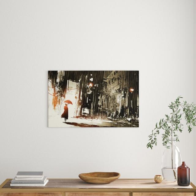 Down Pour in the City - Wrapped Canvas Graphic Art Print East Urban Home Size: 81.3 cm H x 121.9 cm W x 4.4cm D on Productcaster.