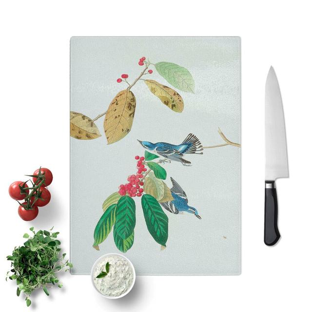 Tempered Glass Warbler Birds Chopping Board East Urban Home Size: 20 cm W x 28.5 cm L on Productcaster.