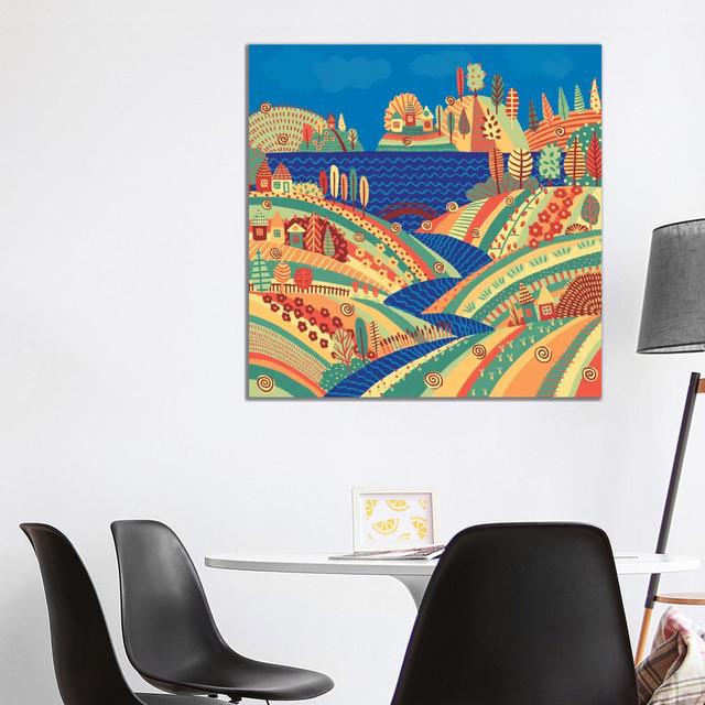 Village On The Hill by Alisa Galitsyna - Wrapped Canvas Print Rosalind Wheeler Size: 93.98cm H x 93.98cm W x 1.91cm D on Productcaster.