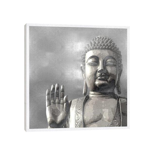 Silver Buddha by Tom Bray - Gallery-Wrapped Canvas Giclée on Canvas Langley Street Format: White Floater Framed, Size: 66.04cm H x 66.04cm W x 3.81cm on Productcaster.