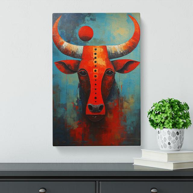 Taurus Zodiac Expressionism - Wrapped Canvas Print Brambly Cottage Size: 60cm H x 40cm W x 3cm D on Productcaster.