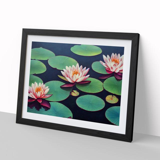 Radiant Water Lily Pond - Picture Frame Painting Marlow Home Co. Frame Colour: Black, Size: 34cm H x 46cm W x 2cm D on Productcaster.