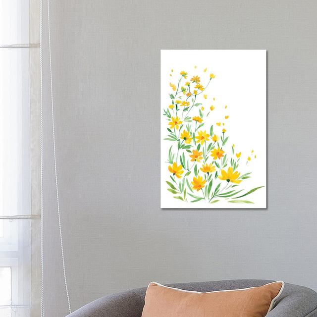 Yellow Watercolor Wildflowers by Blursbyai - Gallery-Wrapped Canvas Giclée on Canvas Lark Manor Format: Wrapped Canvas, Size: 66.04cm H x 45.72cm W on Productcaster.