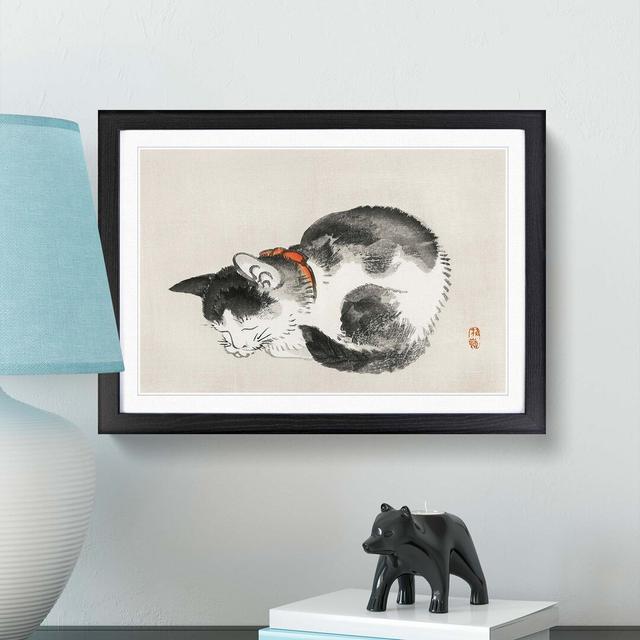 Sleeping Cat by Kono Bairei - Picture Frame Painting Print East Urban Home Size: 48cm H x 65cm W x 2cm D, Frame Option: Black Framed on Productcaster.