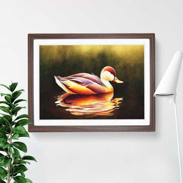 Watercolour Duck Vol.5 - Picture Frame Graphic Art 17 Stories Size: 34cm H x 46cm W x 2cm D, Frame Colour: Walnut on Productcaster.