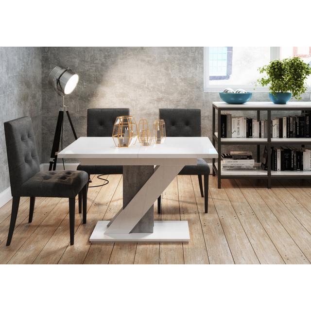 Sauget Extendable Pedestal Dining Table Ivy Bronx Colour: White Gloss/Gray on Productcaster.