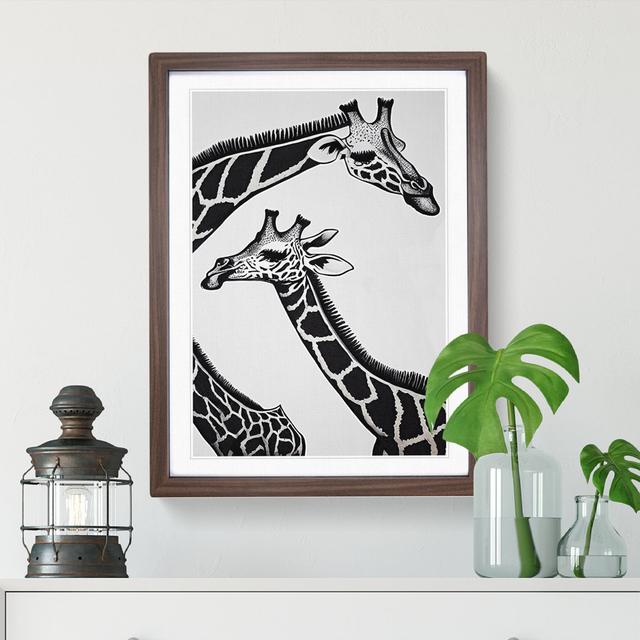 Two Giraffes - Picture Frame Graphic Art World Menagerie Frame Colour: Walnut Framed, Size: 64cm H x 46cm W x 2cm D on Productcaster.