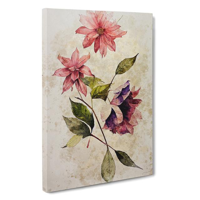 Flower Painting No.2 - Wrapped Canvas Graphic Art Marlow Home Co. Size: 60cm H x 40cm W x 3cm D on Productcaster.