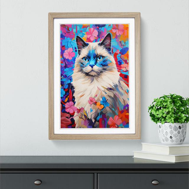 XYZ-FRM-V1223-5361 Ragdoll Cat Colour Field No.3 - Single Picture Frame Print on Wood Big Box Art Frame Colour: Oak, Size: 46cm H x 34cm W x 2cm D on Productcaster.