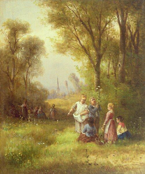 Playing in the Woods, 19th Century by Anton Doll - Art Print on Paper East Urban Home Size: Medium on Productcaster.