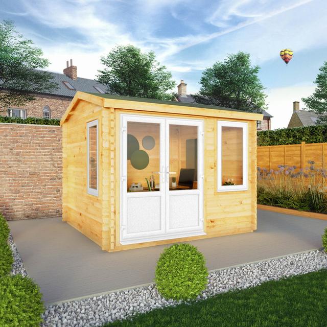 10 x 10.5 Ft. Log Cabin Mercia Garden Products Colour: White/Natural Timber on Productcaster.