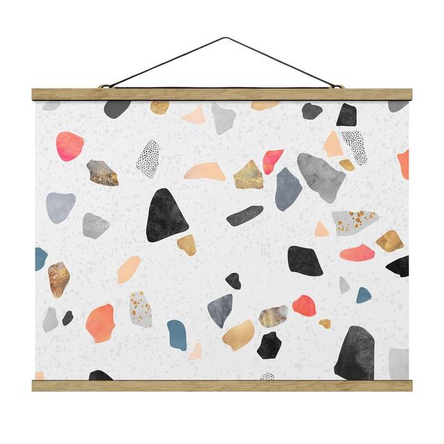 White Terrazzo with Gold Stones by Elisabeth Fredriksson - Graphic Art Print Isabelline Size: 37.5cm H x 50cm W x 0.3cm D on Productcaster.